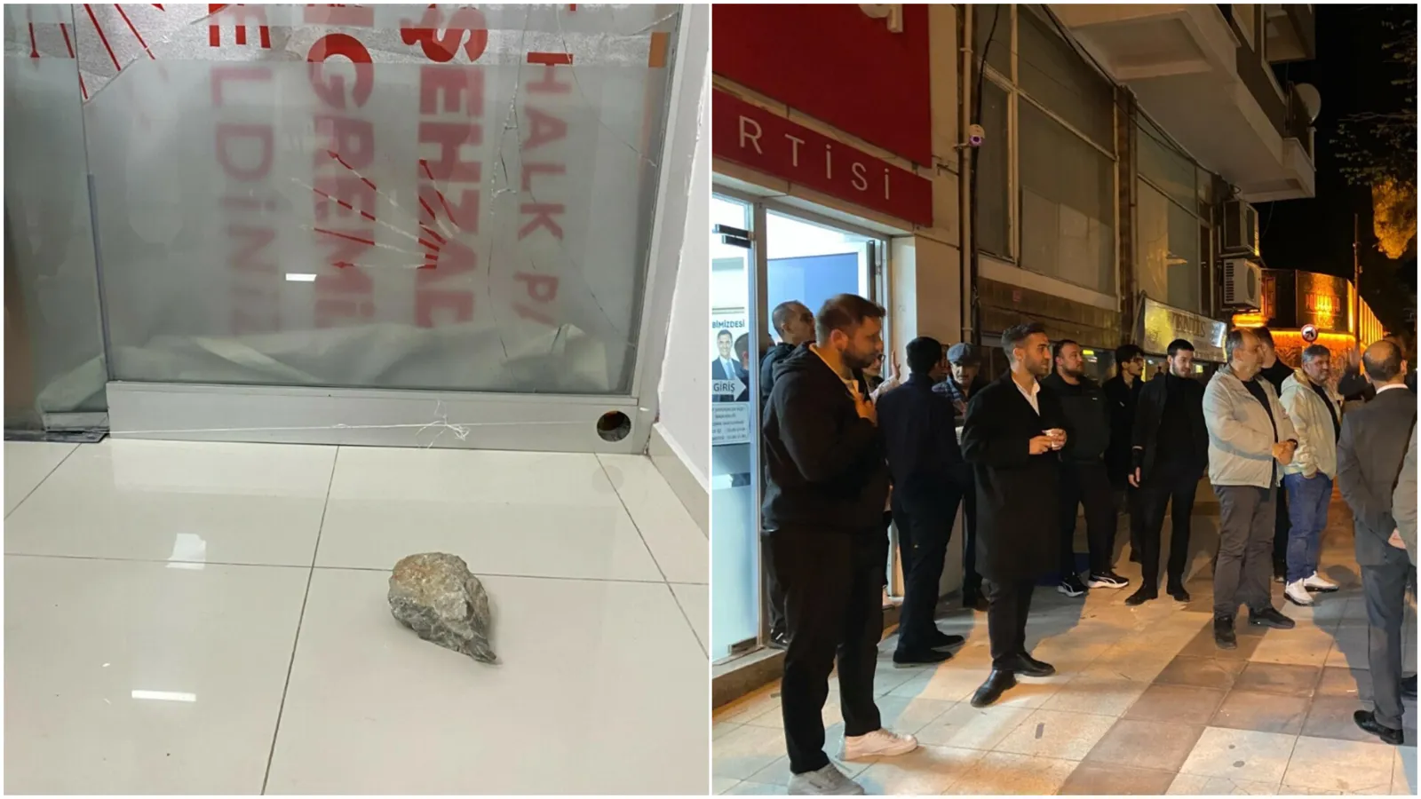 Manisa'da CHP İlçe Başkanlığı binasına taşlı saldırı!