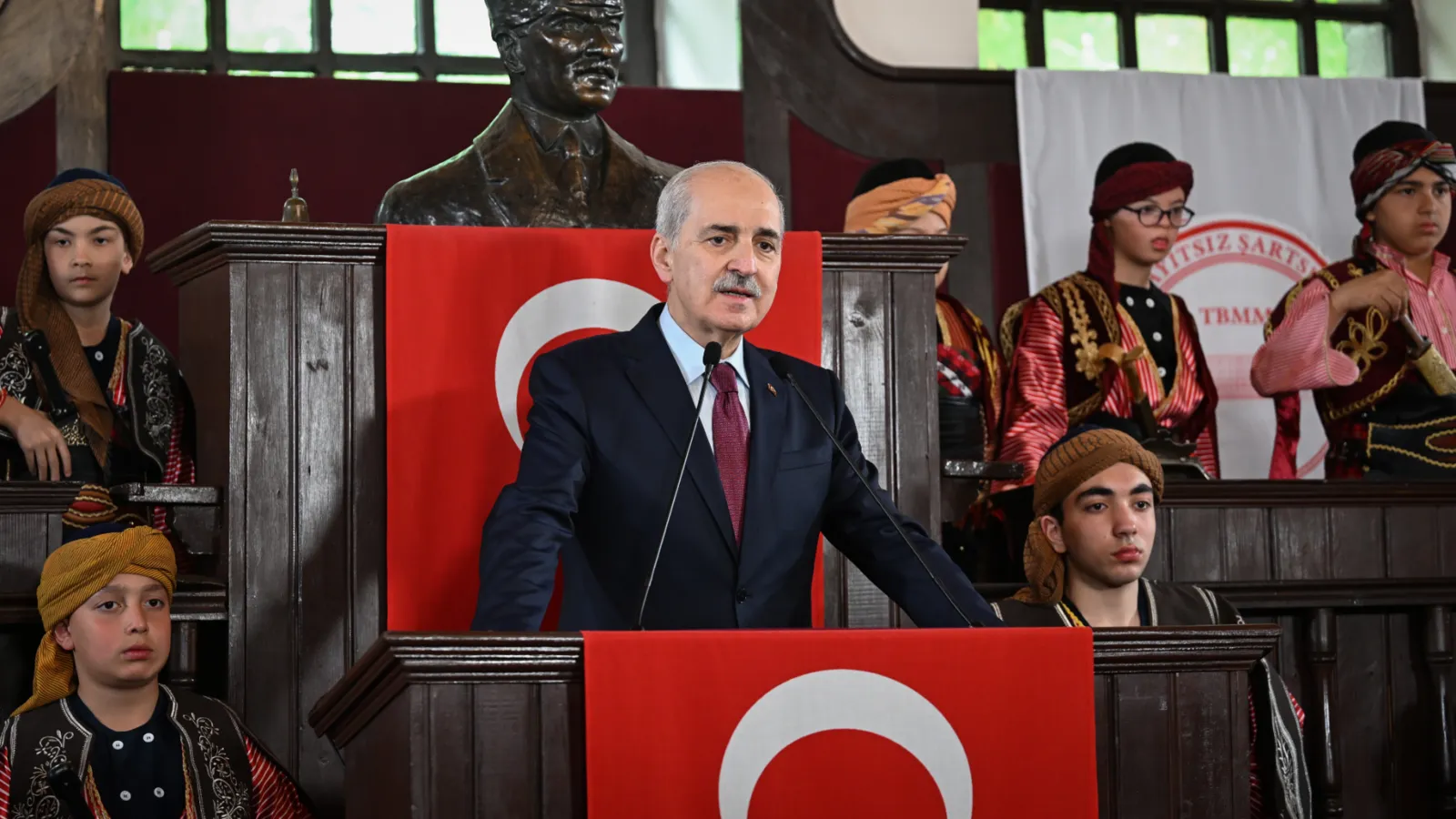 TBMM Başkanı Kurtulmuş’tan 1. Meclis’te dikkat çeken mesaj: Hiçbir küresel vesayet odağı aziz milletimizin boynuna tasma takamaz