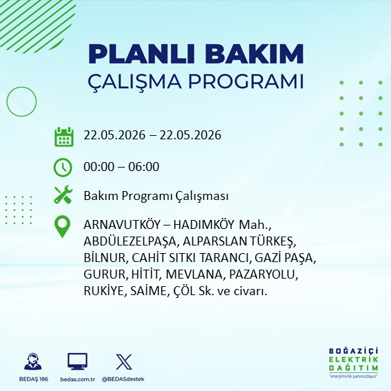 BEDAŞ duyurdu: İstanbul'da yarın elektrik kesintisi yaşanacak ilçeler