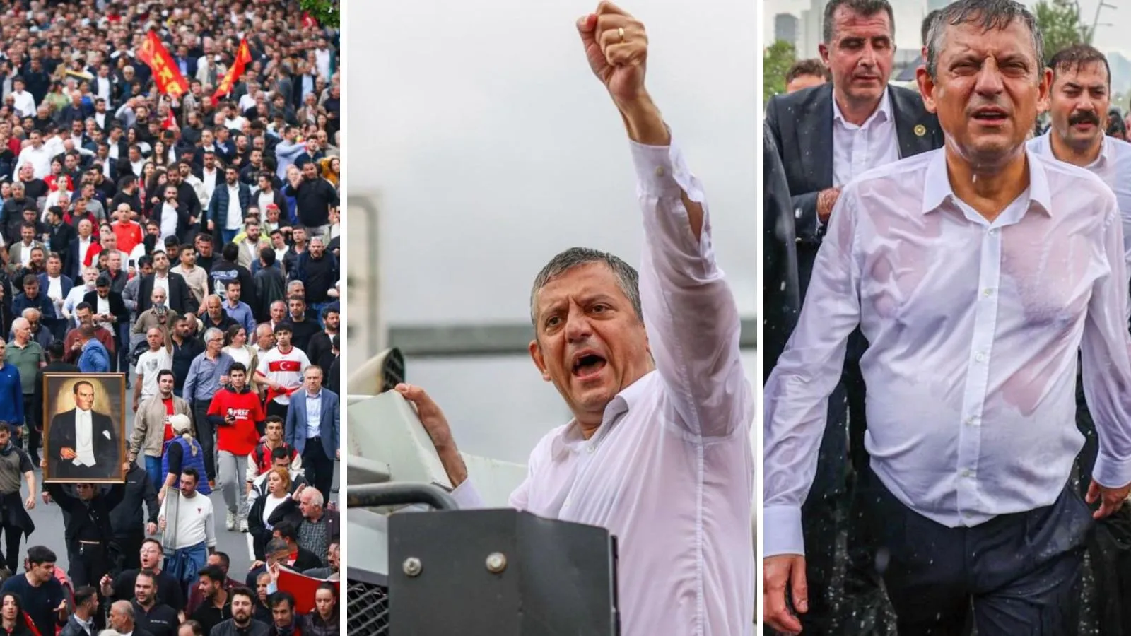 Özgür Özel, CHP’den Meclis’e binlerce kişiyle yürüdü; TOMA’ya çıktı: Sarayın seçtikleri yönetiyorsa CHP kapanmıştır; üzerimizdeki biber gazından gayrı 'arınacağımız' bir şey yok!