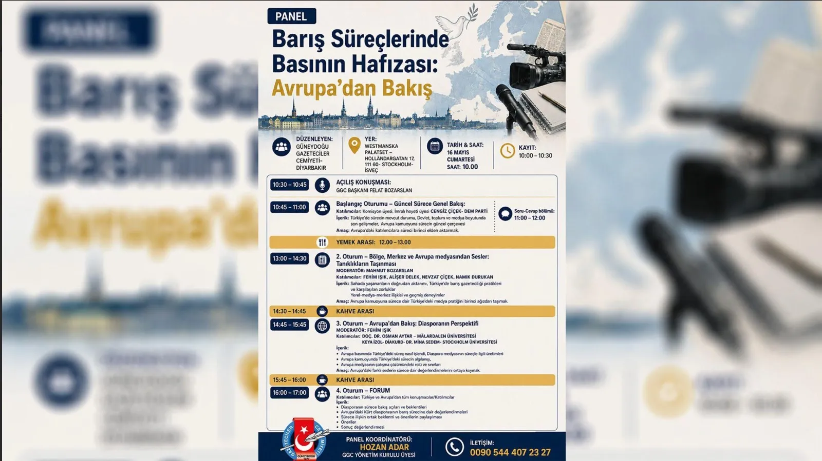 GGC İsveç'te “Barış Süreçlerinde Basının Hafızası” paneli düzenliyor: Barış süreçlerinin Avrupa'ya yansıması değerlendirilecek
