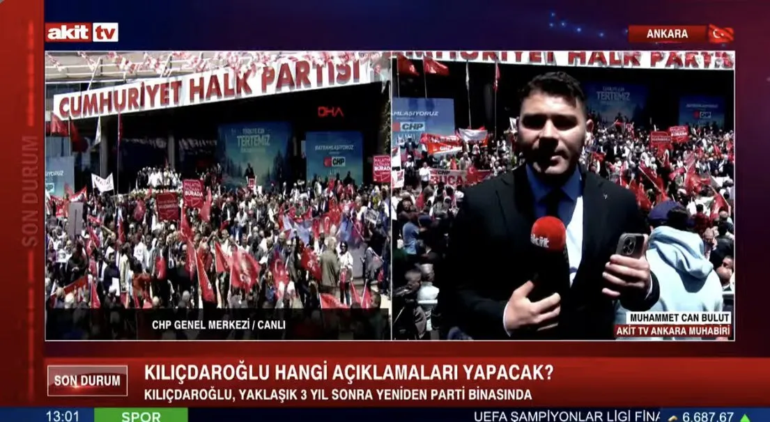 <p>Akit Tv, Kılı&ccedil;daroğlu'nun programını canlı takip ederken &Ouml;zel'in konuşmalarına yer vermedi.</p>
