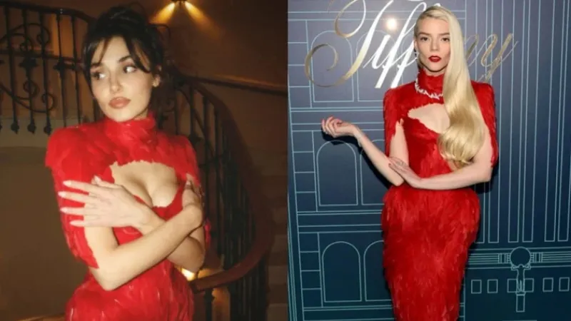 Hande Erçel kırmızı elbisesiyle Anya Taylor Joy ile pişti oldu!