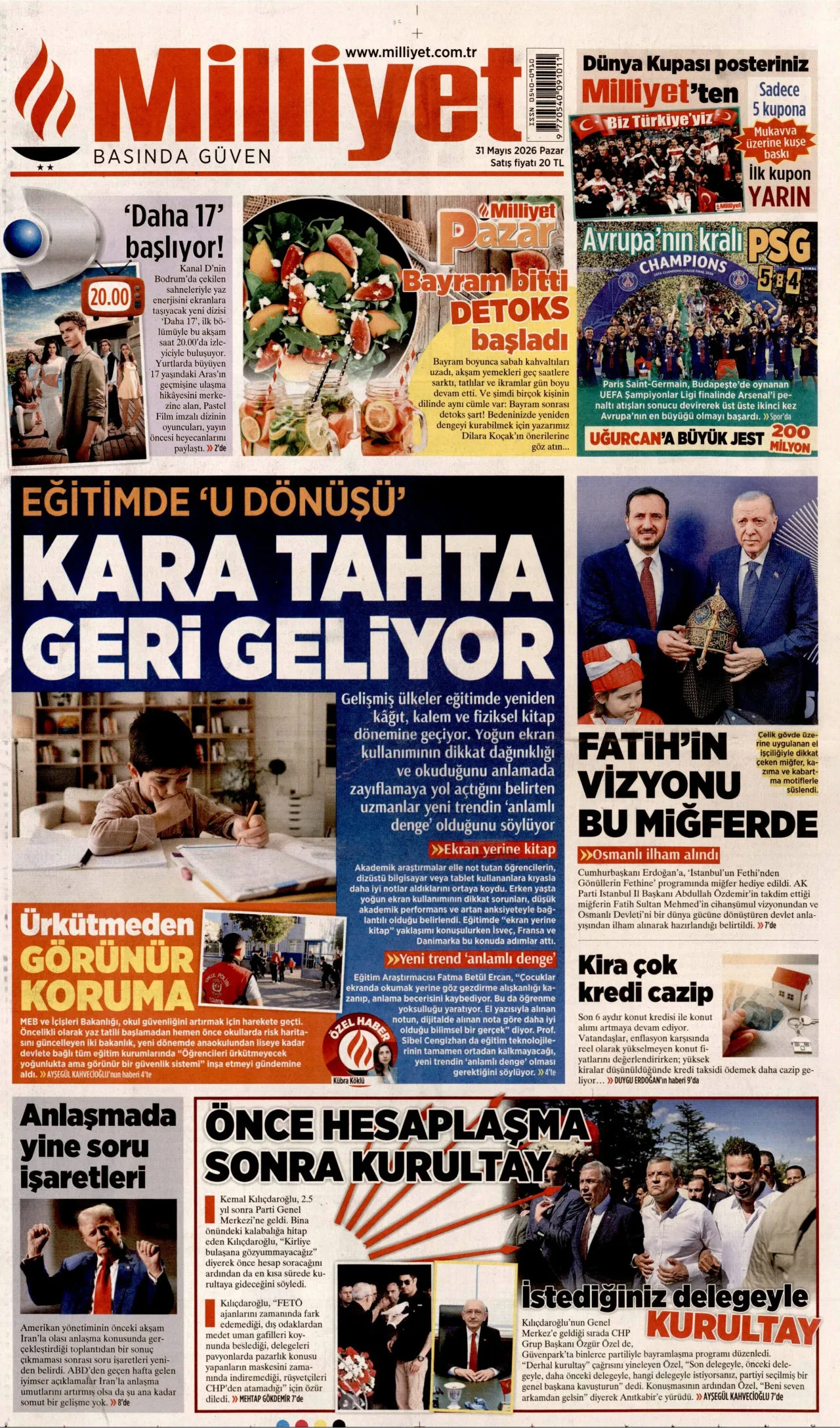 <p>Milliyet bayramlaşmayı manşetten vermedi ancak birinci sayfalarına taşıdı. İki bayramlaşma da yer aldı.</p>
