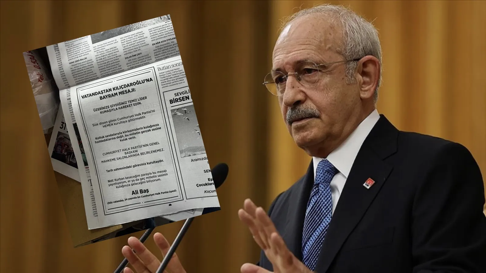 Vatandaş gazeteye ilan verip, Kılıçdaroğlu'na seslendi: Kurban keseceğim parayla bunu yayınlıyorum; tarih sahnesindeki göreviniz kurultaydır