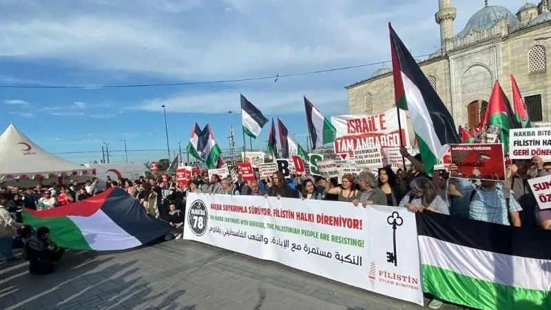 Filistin Nakba'sı 78. yılında İstanbul'da yürüyüşle anıldı: Boykot çağrısı devam ediyor