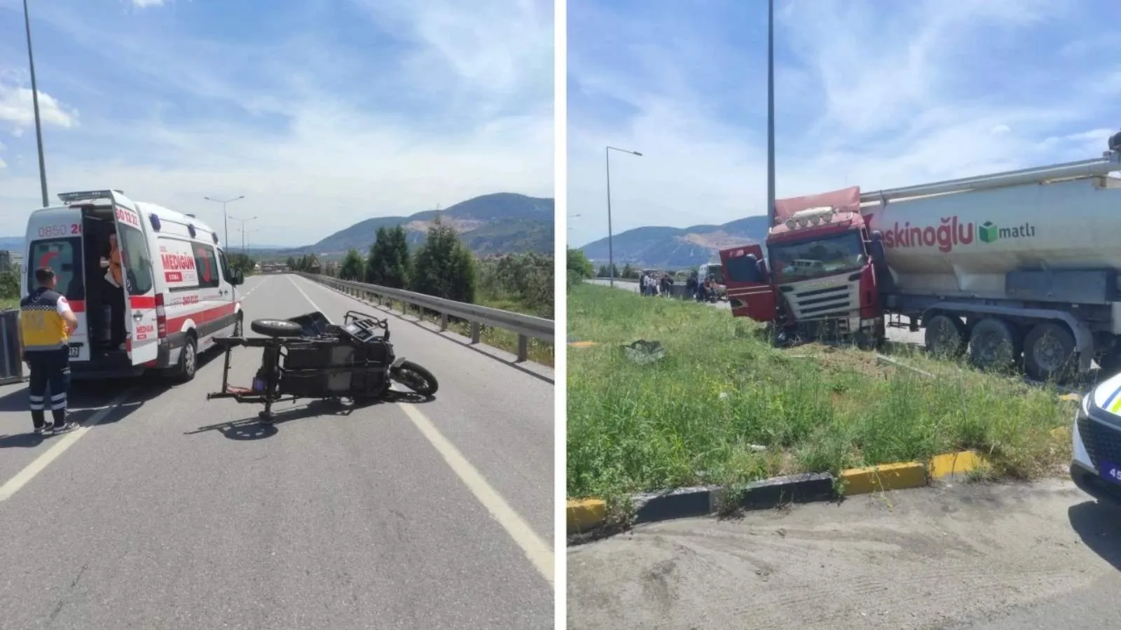 TIR ile motosikletin çarpıştı; 1 kiş öldü, 3 kişi yaralandı