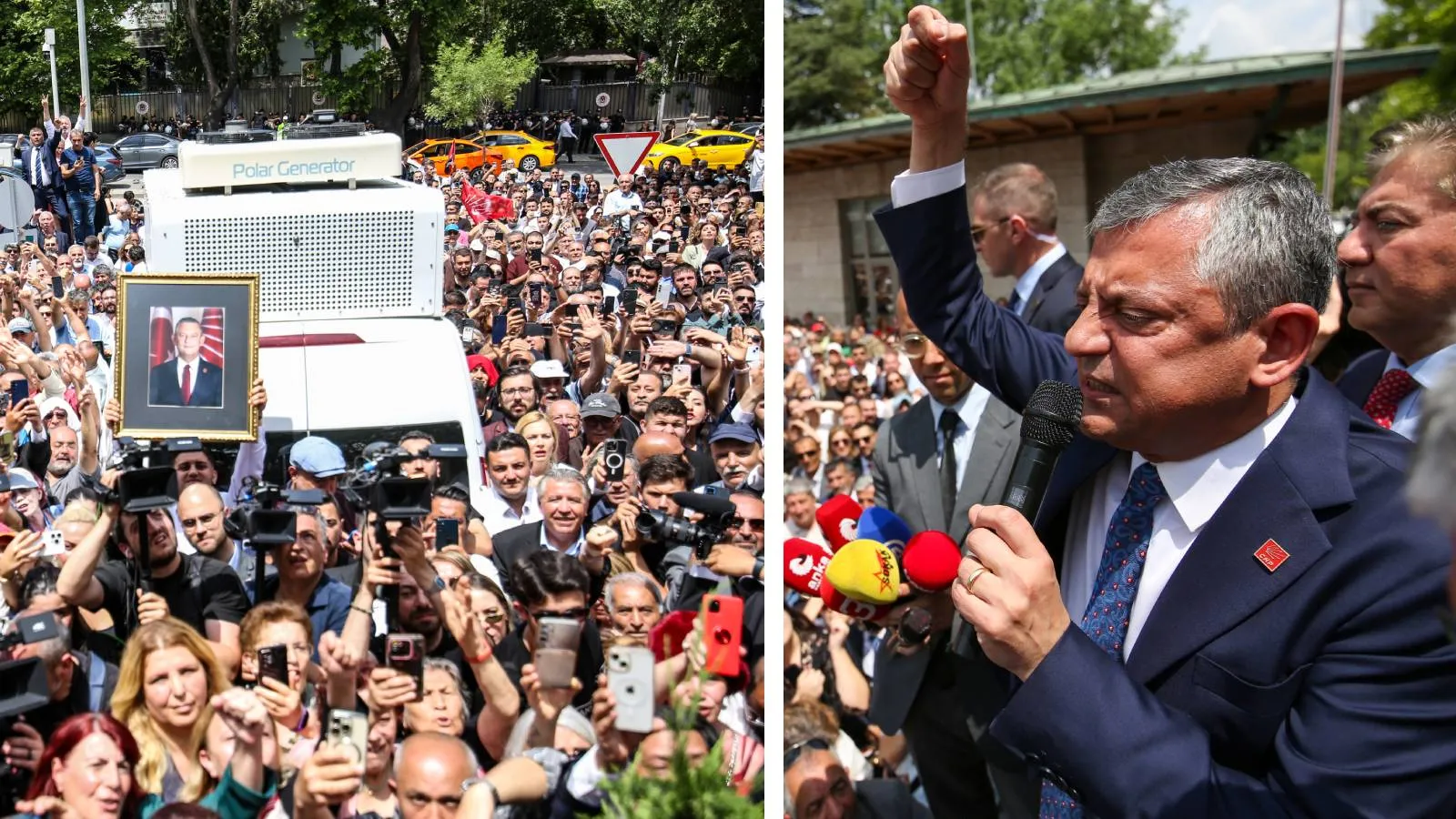 Özgür Özel'den Meclis önünde hodri meydan: Asla teslim olmayacağım; grup toplantısını sabote edip kürsüyü seçilmiş Genel Başkan'a değil atanmışa vereceklerdi!
