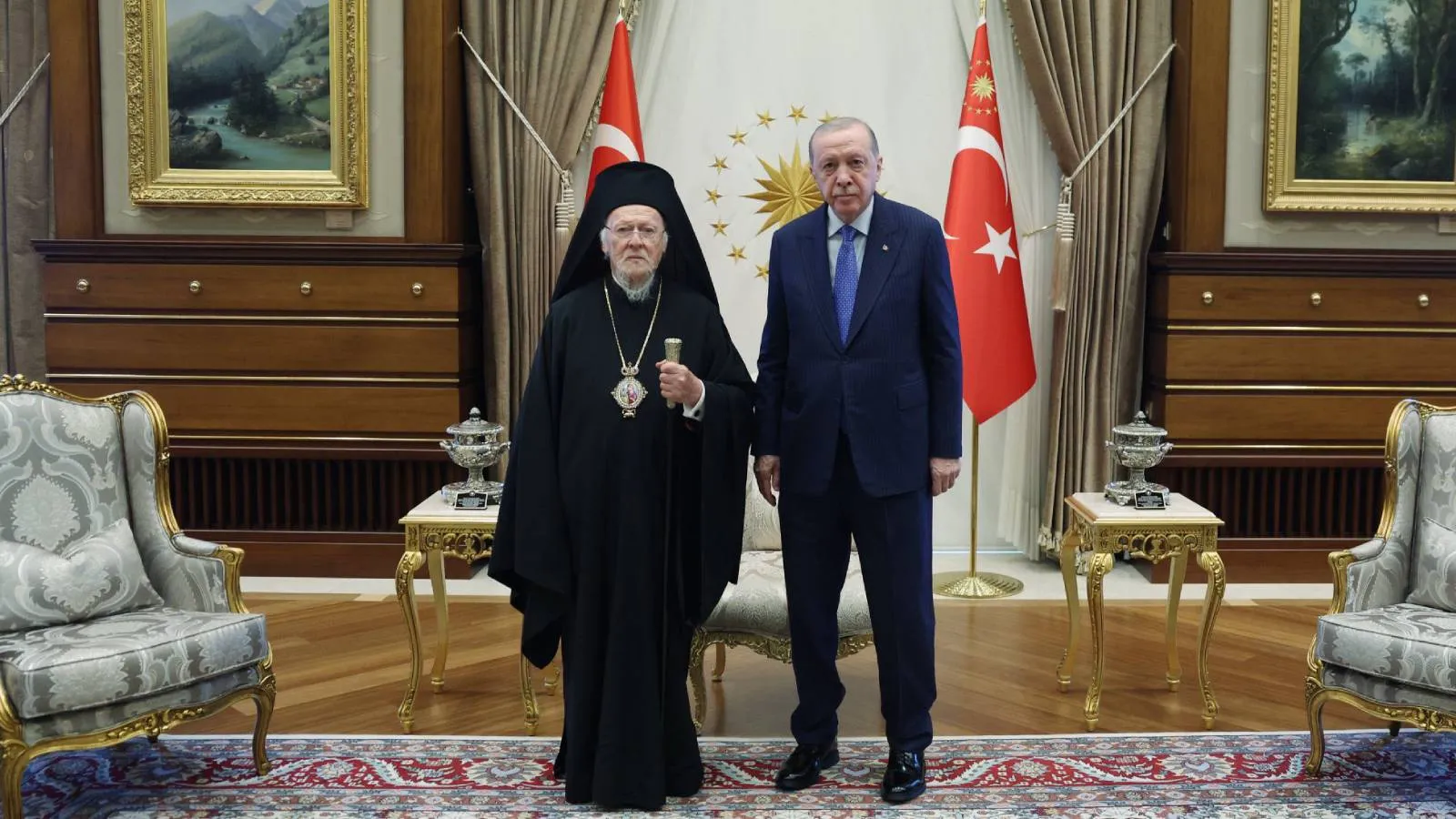 Cumhurbaşkanı Erdoğan ve Fener Rum Patriği Bartholomeos, Külliye'de görüştü