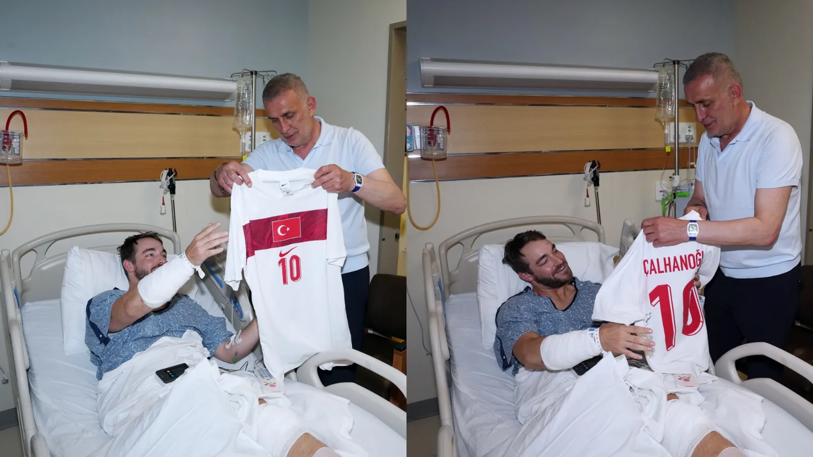 Millî takım kafilesine eşlik ederken kaza geçirmişti: TFF Başkanı’ndan polis memuruna ziyaret!