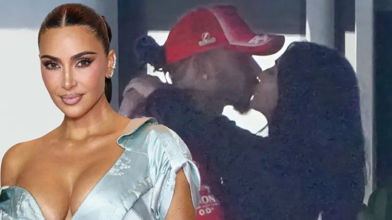 Kim Kardashian'dan Lewis Hamilton'a kutlama öpücüğü