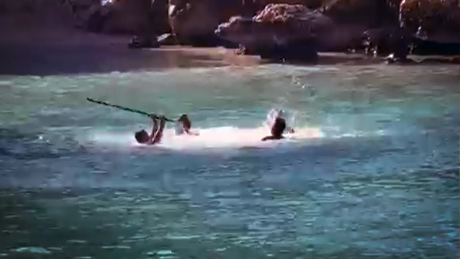 Mersin'de deniz ortasında sopalı kavga kamerada