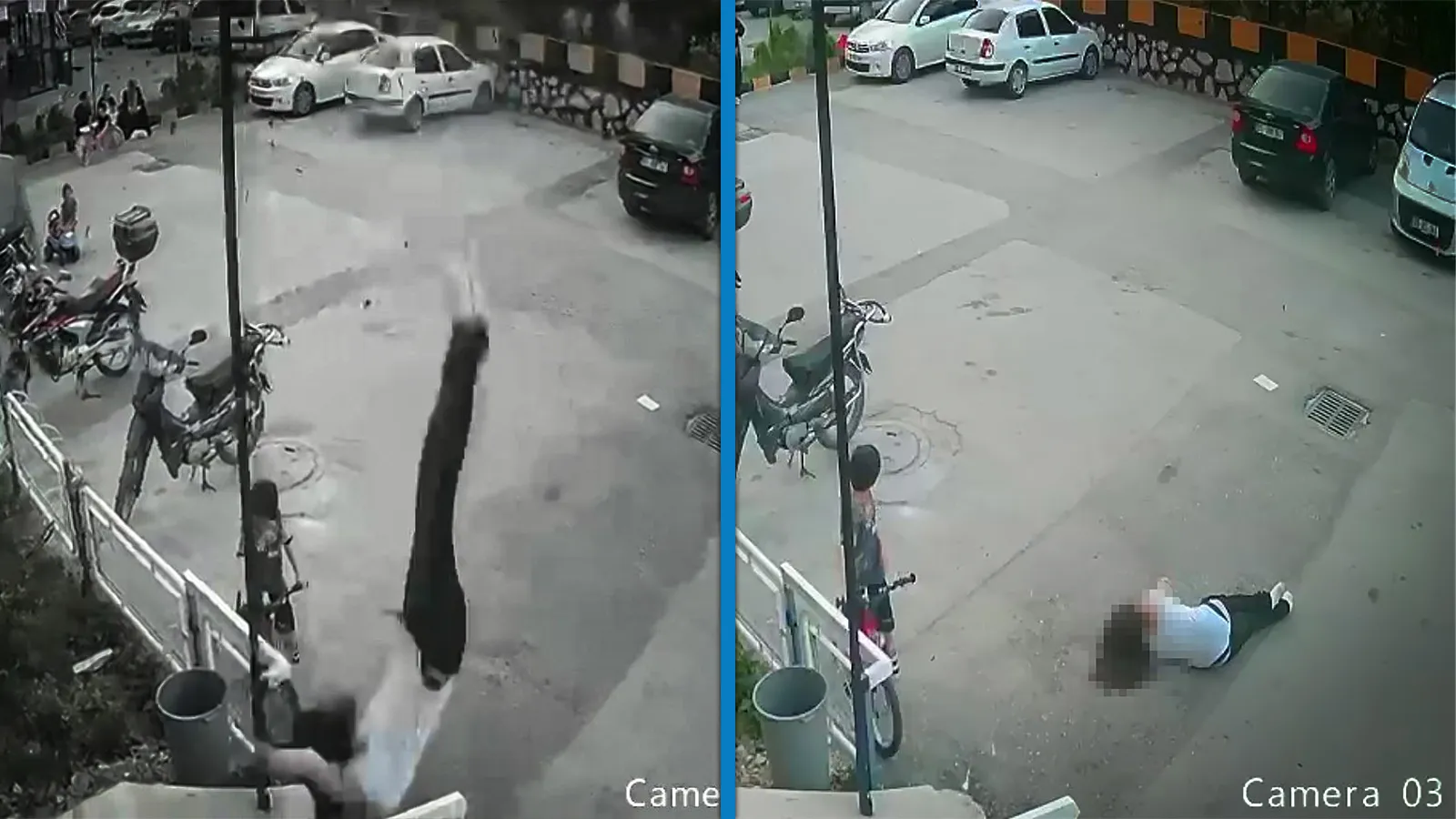 12’inci kattan düşen 14 yaşındaki çocuk yaralı kurtuldu; o anlar kamerada