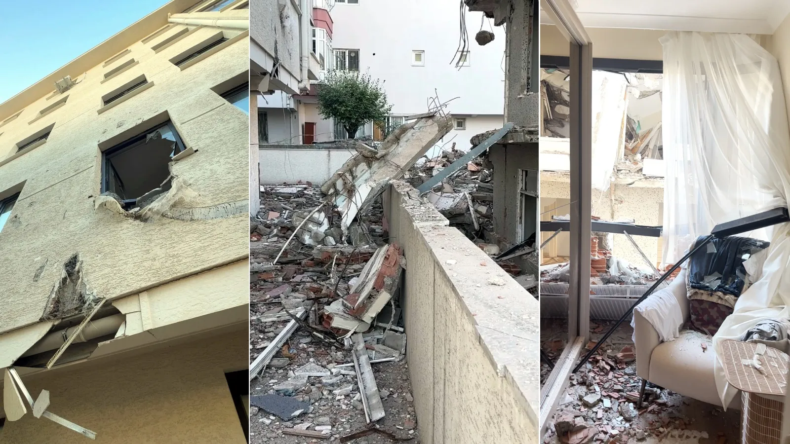 Yıkımı yapılan dev kolon, yandaki binayı delip dairenin için