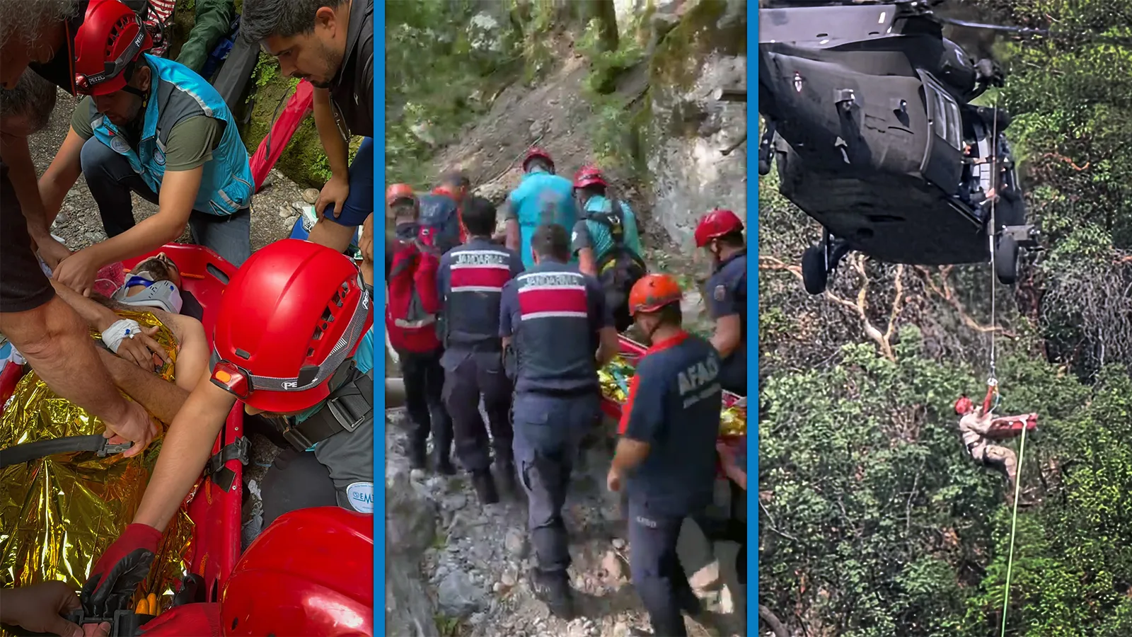 Osmaniye'de kanyonda düşen kişi, askeri helikopterle kurtarıldı