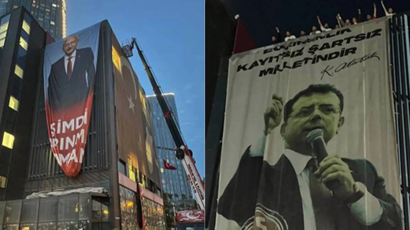 CHP İstanbul İl Başkanlığı'nda pankart krizi: İmamoğlu afişi söküldü, çağrı heyeti polisle il başkanlığına girdi