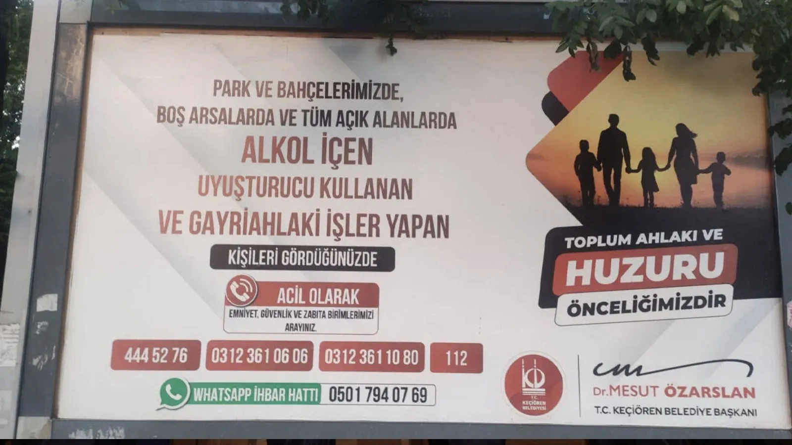 AKP'ye geçen Mesut Özarslan'dan dikkat çeken afiş: Alkol içen, uyuşturucu kullanan ve gayriahlaki işler yapanları ihbar edin
