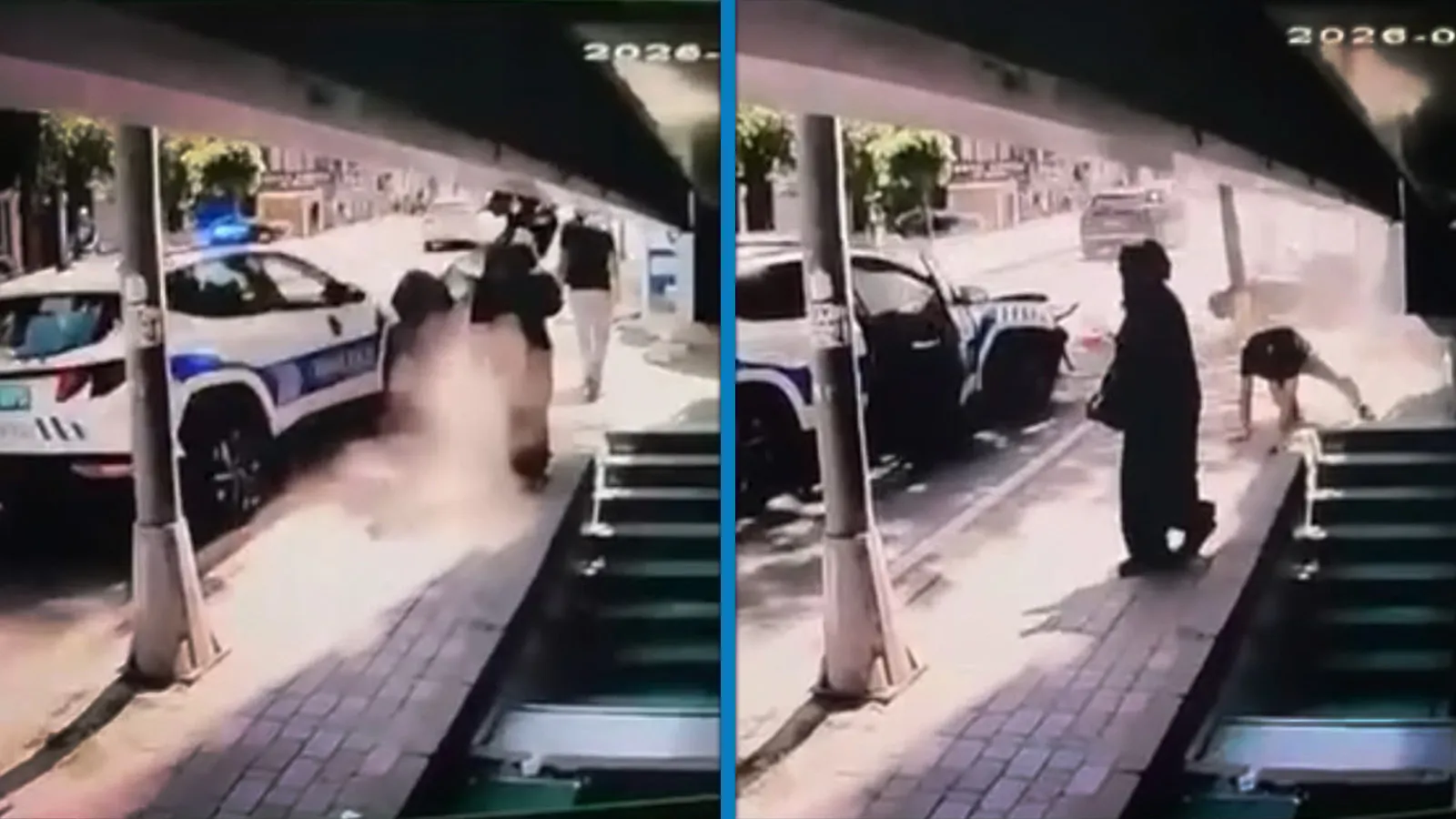 Polis aracı motosiklete çarptı; 2'si polis 3 kişinin yaralandığı kaza kamerada