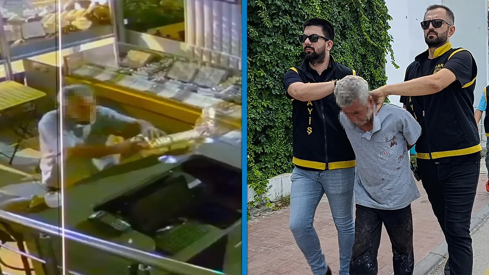 Yürümekte zorlanan şüpheli, kapının camını kırdığı iş yerindeki imitasyon takıları çaldı